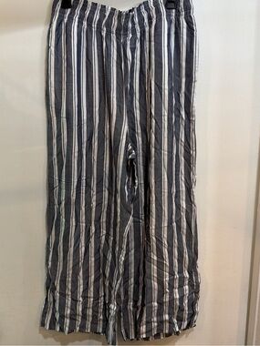 Striped Wide Leg Lounge Pants in Navy and White